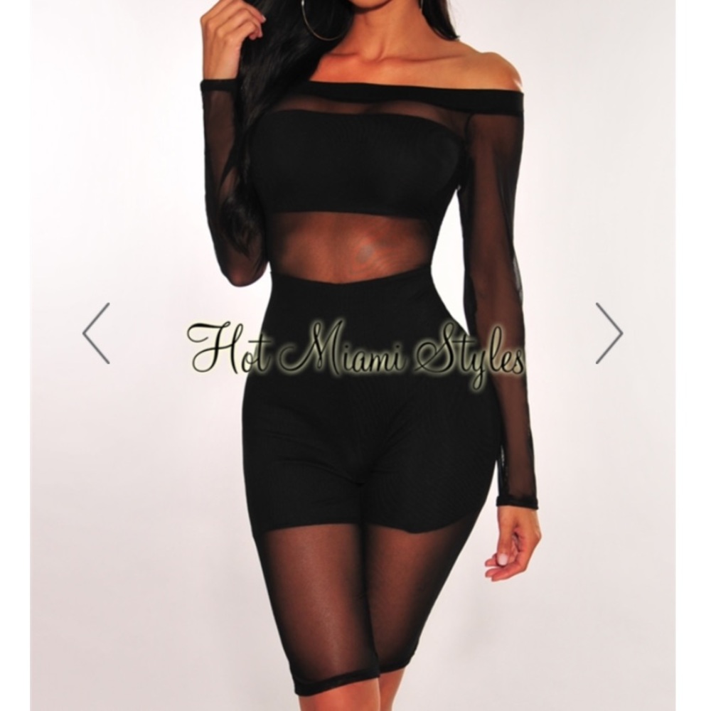 Mesh off the shoulder romper
